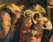 雅格布罗布斯提丁托列托 - The Birth of St John the Baptist detail